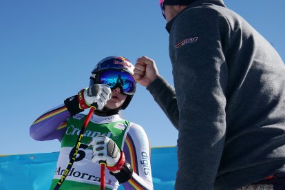 Emma Aicher, en un dels entrenaments de la Copa del Món.