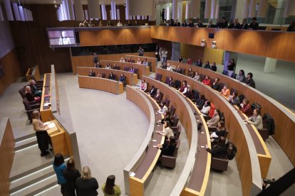 Un moment durant l'acte commemoratiu pel dia de la Dona a l'hemicicle del Consell General.