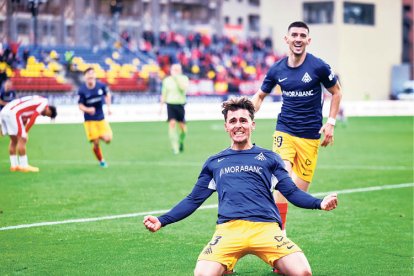 Yeray celebra el gol que va acabar donant els tres punts a l’FC Andorra.