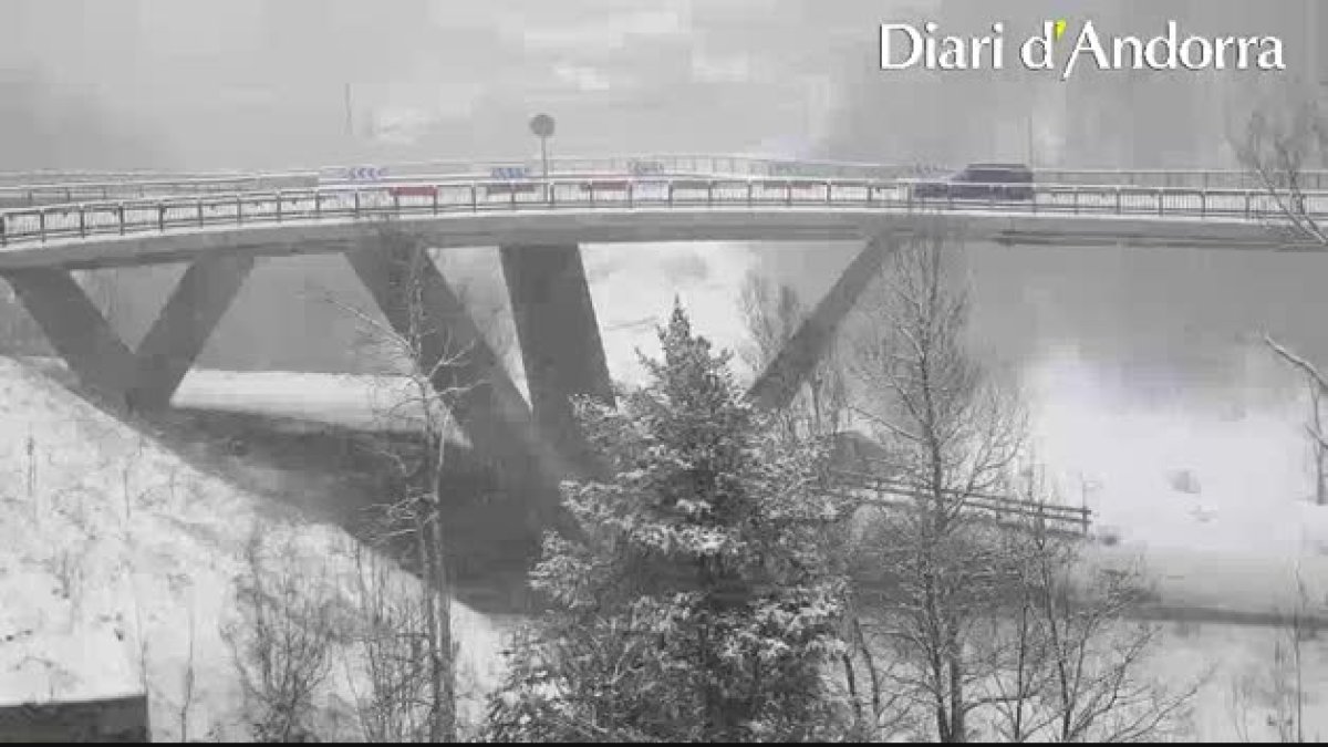 Trànsit a la Massana amb neu