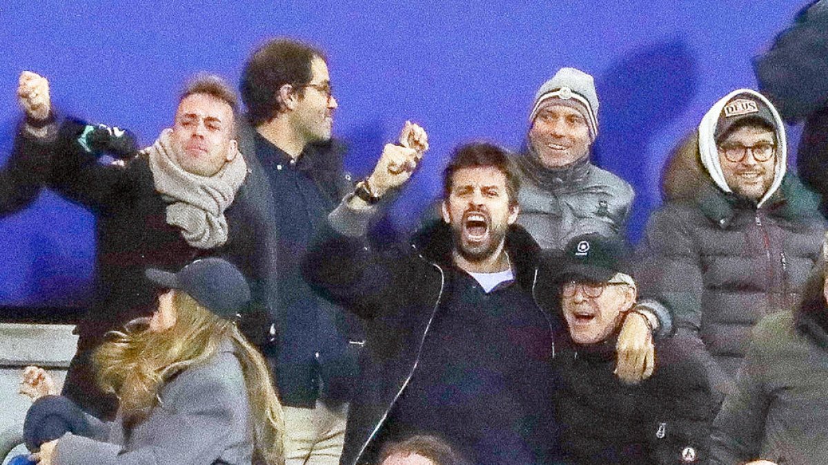 Gerard Piqué celebra amb efusivitat el gol de l'empat de l'FC Andorra.