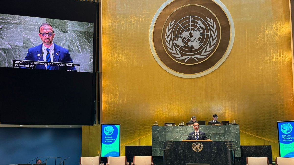 Jordi Torres durant la seva intervenció a l'ONU