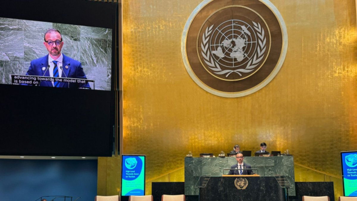 Jordi Torres durant la seva intervenció a l'ONU.