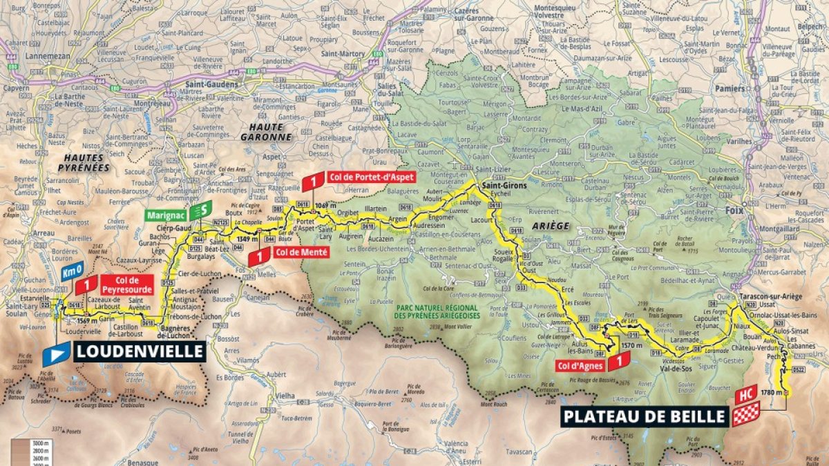 Mapa de la quinzena etapa del Tour de França