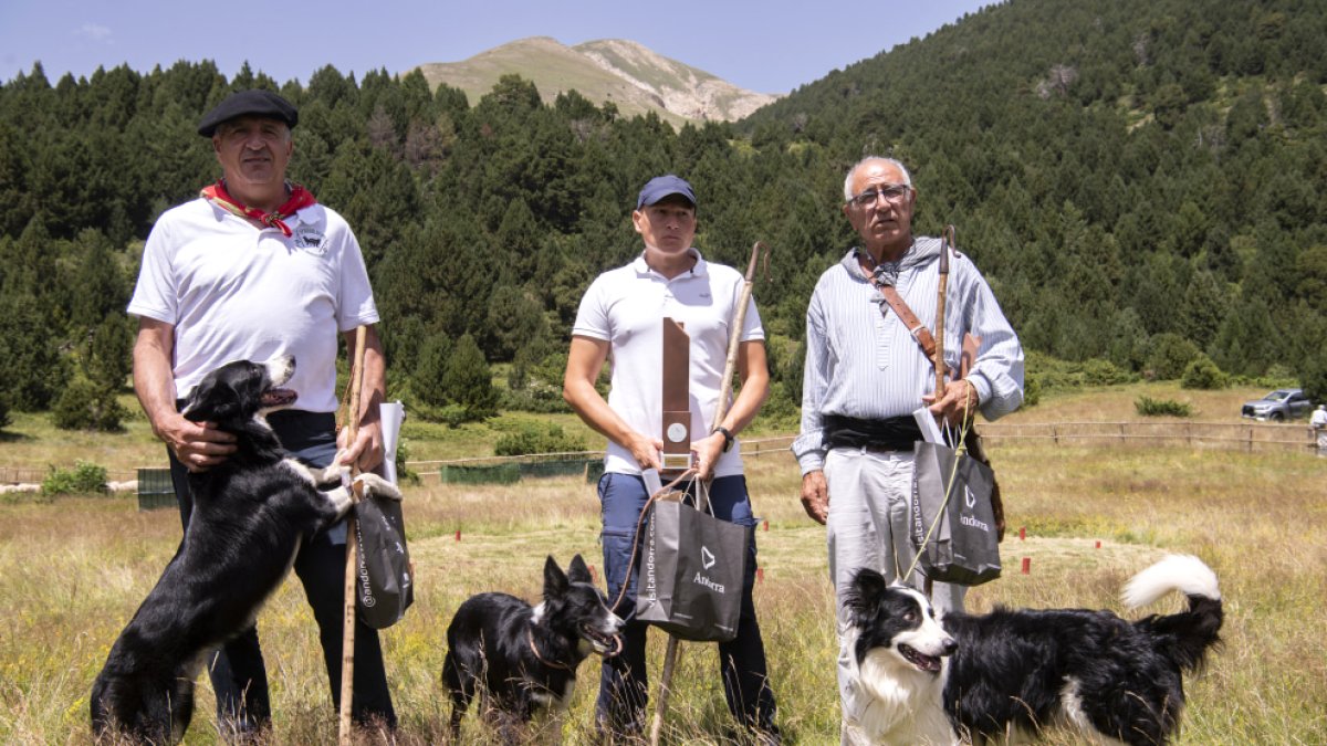 Els tres primers classificats, ahir als planells de Mereig.