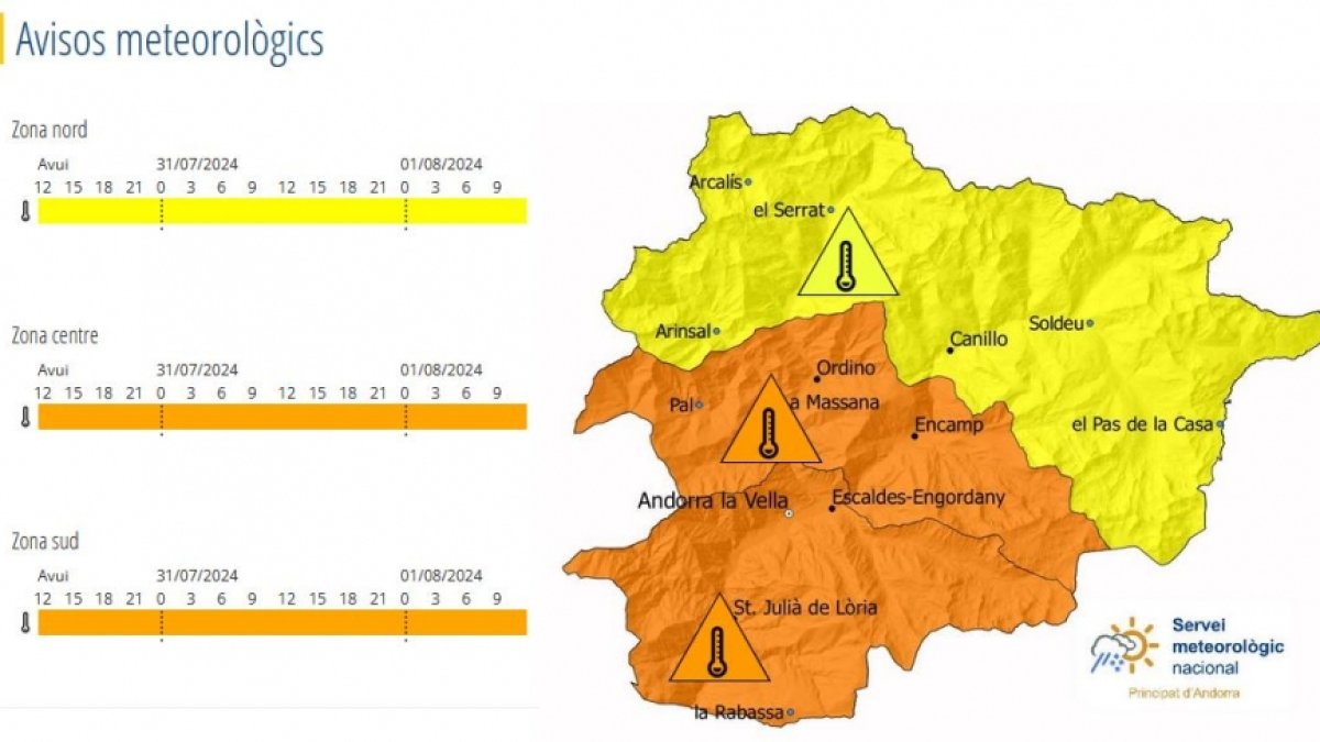 El mapa amb els avisos.