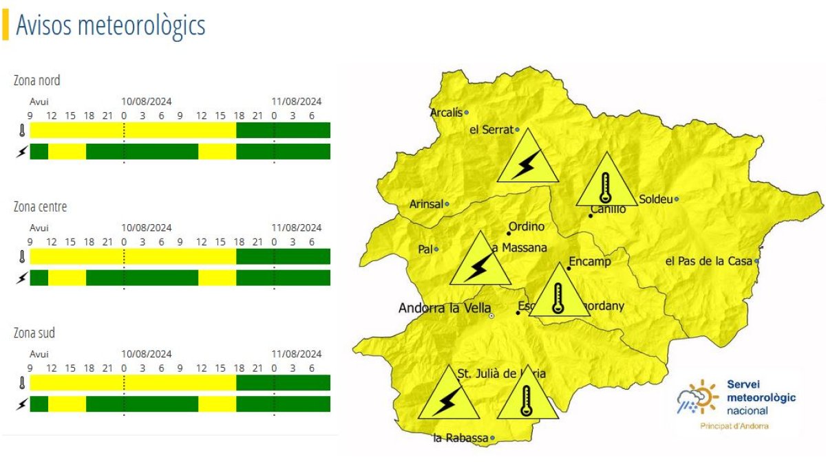 Avís groc per tempestes avui i demà a la tarda