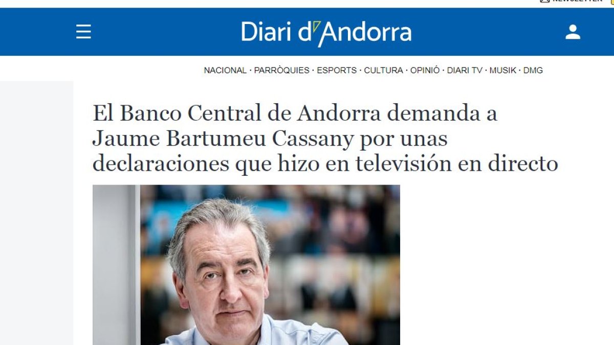 Imatge de la notícia falsa que es presenta com publicada pel Diari d'Andorra