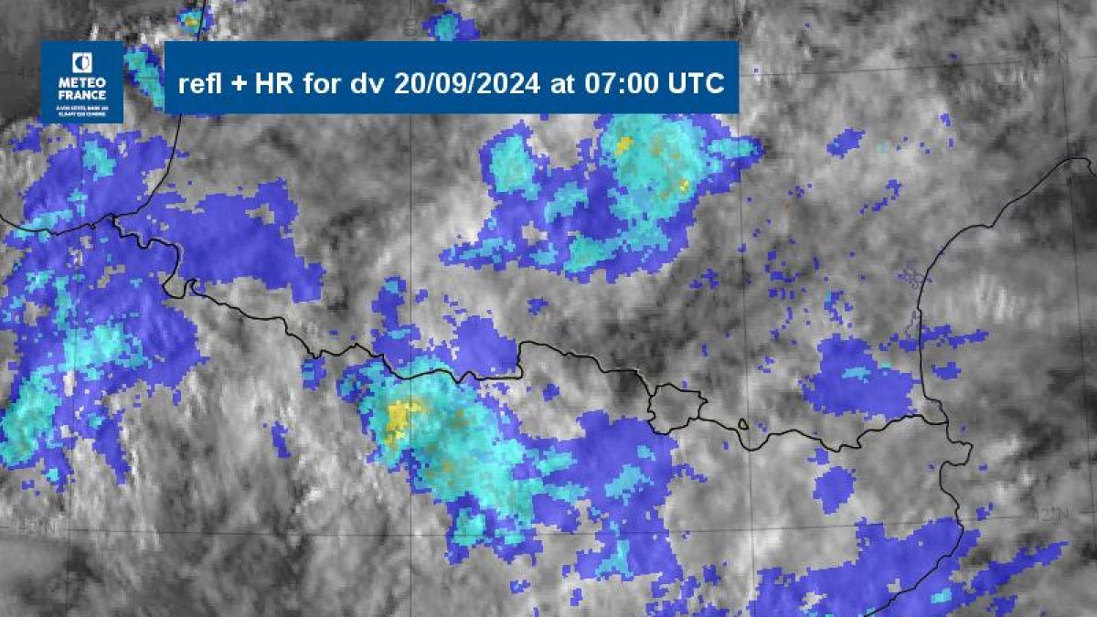 Mapa del radar amb les precipitacions que afecten el conjunt del Principat