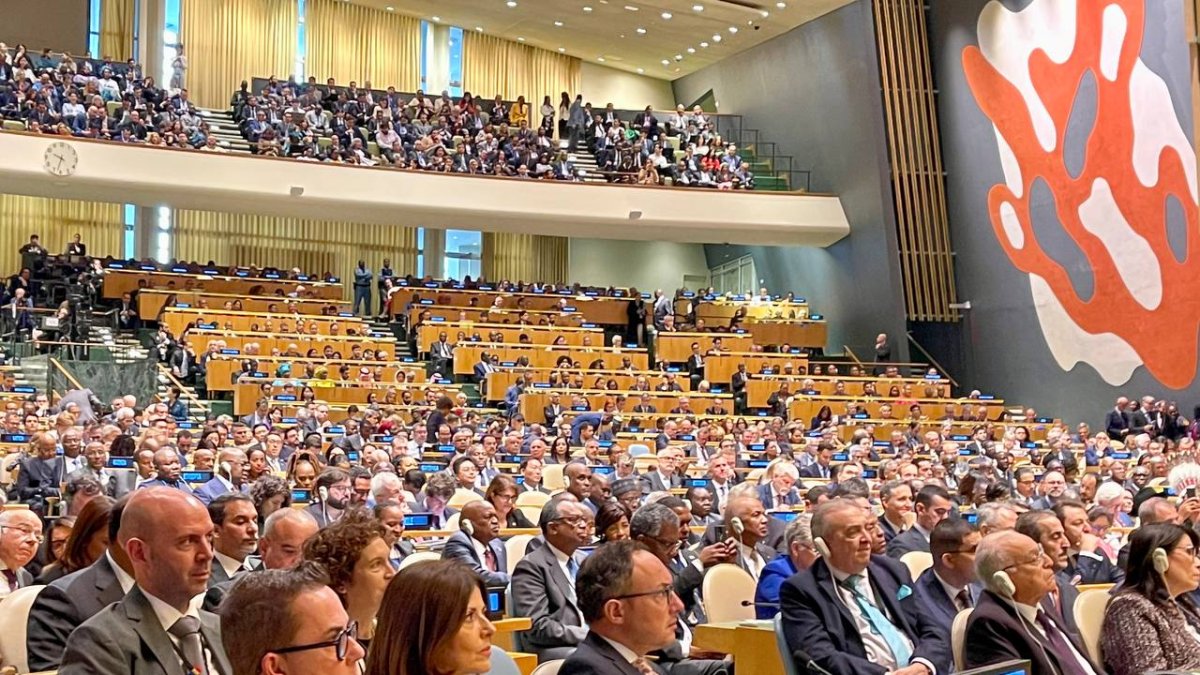 Xavier Espot i Imma Tor en la sessió d'obertura de l'Assemblea General de Nacions Unides