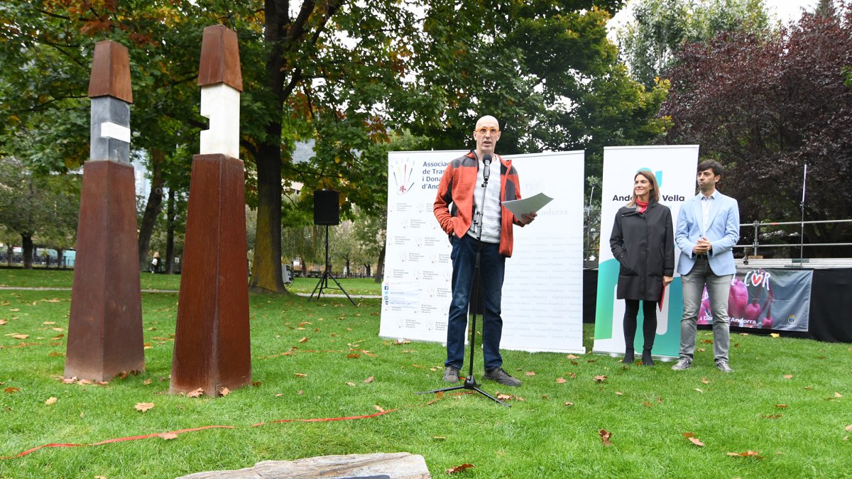 Toni Gamero, president de l’Associació de Trasplantats i Donants d’Òrgans (ATIDA), aquest matí, durant la celebració del Dia Mundial del Donant d’Òrgans i Teixits