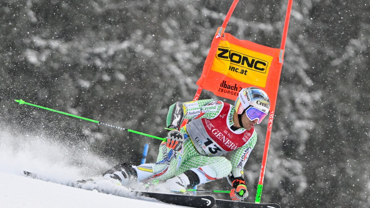 Joan Verdú en la baixada del gegant a la primera mànega del Mundial de Saalbach