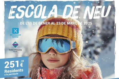 El cartell de l'escola de neu d'Encamp