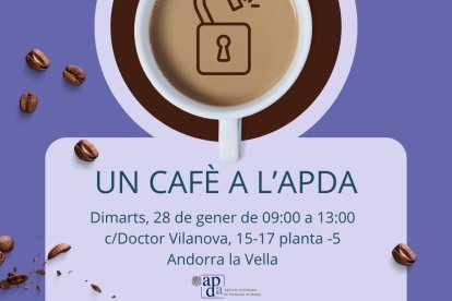 L'APDA convida a la ciutadania a fer un cafè i parlar sobre la protecció de dades