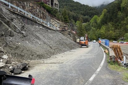 Els treballs a la zona de l'esllavissada