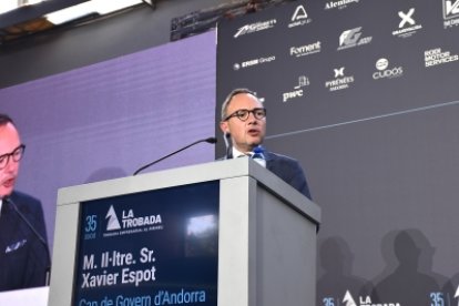 El cap de Govern, Xavier Espot, en el moment de la cloenda de la Trobada Empresarial al Pirineu