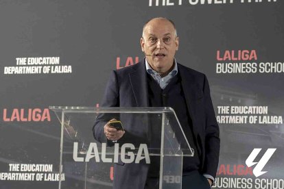 Javier Tebas, presidente de LaLiga, en un acte contra la pirateria.