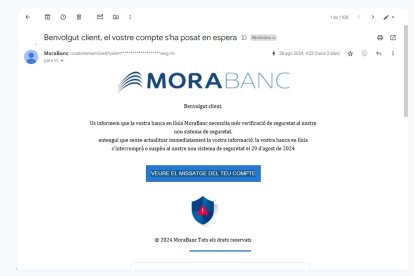 Captura de pantalla de la web que suplantava MoraBanc.