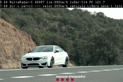 El vehicle enxampat 203 km/h el dissabte a Oliola