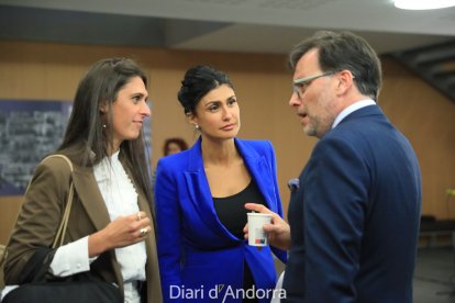 Noemí Amador i Carine Montaner aquesta tarda a la sessió del consell general  
Foto: Fernando Galindo  Diari d'Andorra