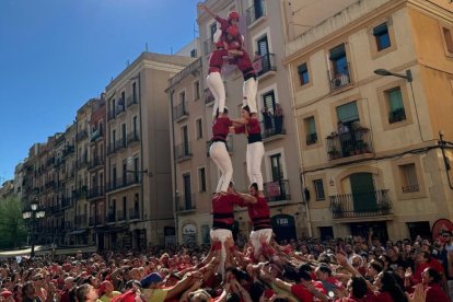 Els castellers, ahir a Tarragona.