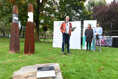 Toni Gamero, president de l’Associació de Trasplantats i Donants d’Òrgans (ATIDA), aquest matí, durant la celebració del Dia Mundial del Donant d’Òrgans i Teixits