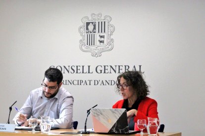 Pere Baró i Judith Casal durant la roda de premsa al Consell.