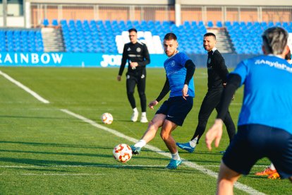 Els jugadors de l’FC Andorra van entrenar-se ahir a la tarda a Leganés.