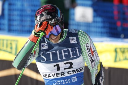 Verdú es lamenta després de completar la seva baixada a Beaver Creek.