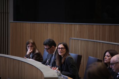 La ministra d'Interior i Justícia, Ester Molné, en la sessió de Consell General d'aquesta tarda