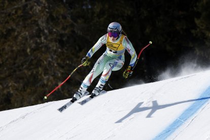 Cande Moreno, en l’entrenament de descens.