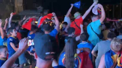 Els aficionats de l'FC Andorra a Encamp