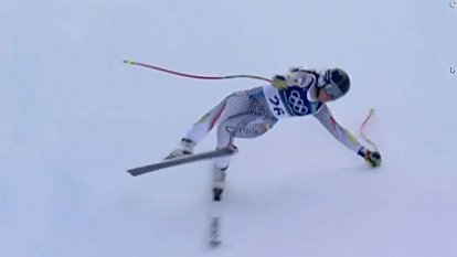 Cande Moreno en el moment de la caiguda.