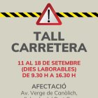 Cartell informatiu del tall de carretera a Sant Julià de Lòria