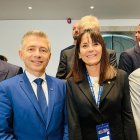 La ministra Mònica Bonell amb el seu homòleg francès, Gil Avérous a la XVIII Conferència del Consell d'Europa de ministres responsables de l'Esport