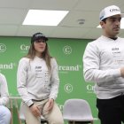 La delegació andorrana per al Mundial de Saalbach, excepte Carla Mijares, a la presentació d’ahir a la seu de Creand.