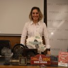 Margot Llobera durant la roda de premsa de retirada