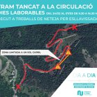 Mapa del tram tancat a la circulació en dies laborables