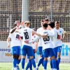 Els jugadors de l’Atlètic celebren un gol.