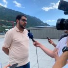 El president del Partit Socialdemòcrata, Pere Baró, durant les declaracions a la premsa.