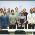 El cap de Govern, Xavier Espot, el ministre de Funció Pública, Marc Rossell, i els representants sindicals.
