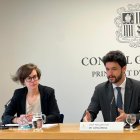 Núria Segués i Cerni Escalé en la roda de premsa de Concòrdia aquest matí al Consell General.