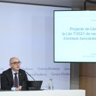 El ministre de Finances, Ramon Lladós, ha presentat els canvis en la normativa de resolucions bancàries