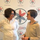 Núria Segués i Sílvia Mosquera, copresidentes del grup parlamentari de Concòrdia en l'acte celebrat avui a la seu del partit