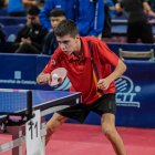 Oriol Martínez, durant un partit de tennis de taula.
