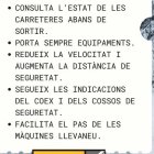 Les indicacions del Coex que cal tenir en compte per circular, quan hi ha fortes nevades.