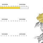 El mapa del servei meteorològic on es marca l'avís groc.