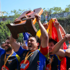 Els jugadors tricolors celebrant el títol de Divisió d’Honor Catalana.