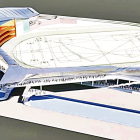 Simulació del projecte, amb el recinte multiús i l’Estadi Comunal.
