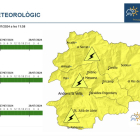 Avís groc per tempestes durant la tarda-vespre